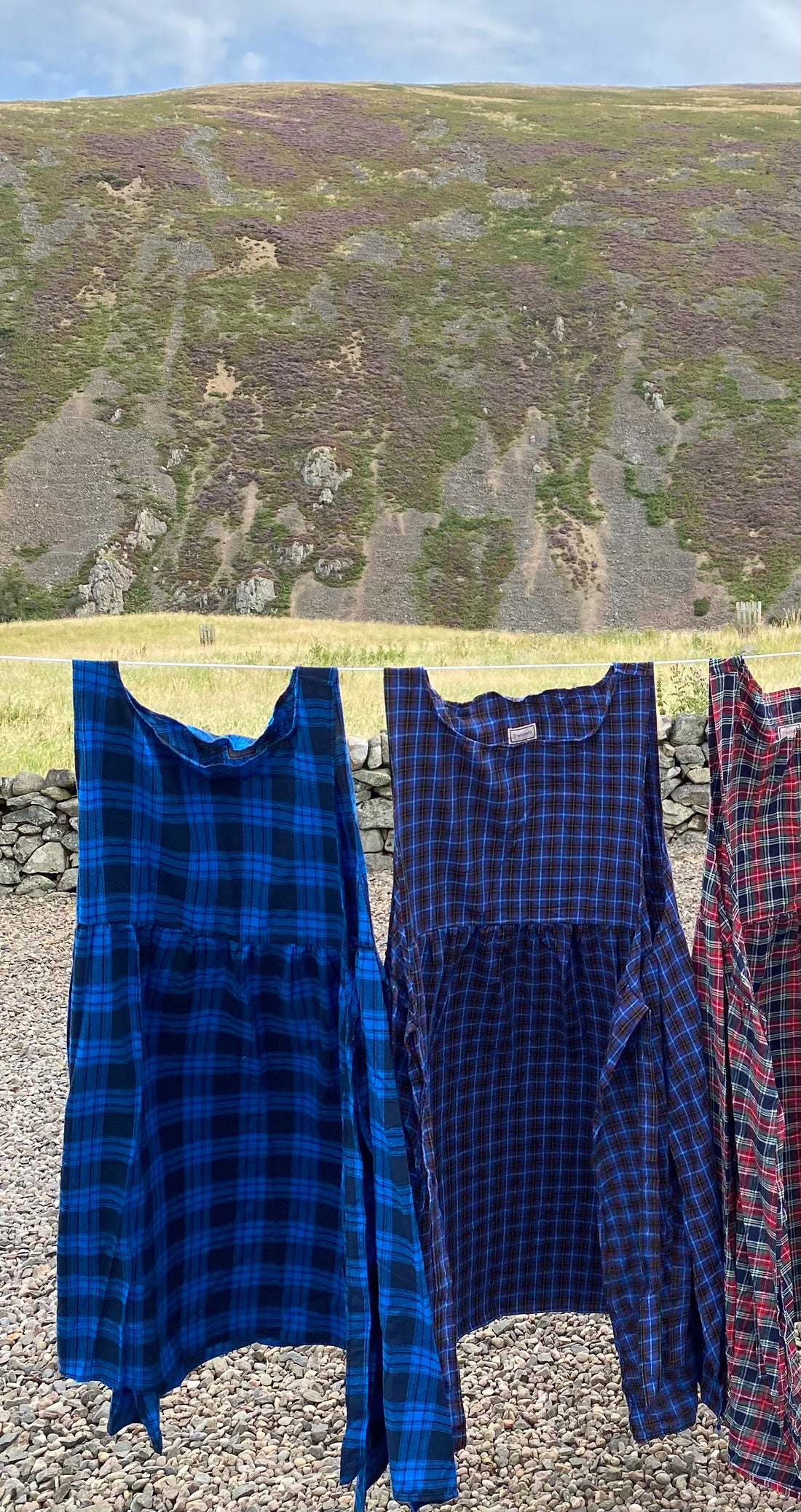 Pinny Dress - Big Check Blue Tartan