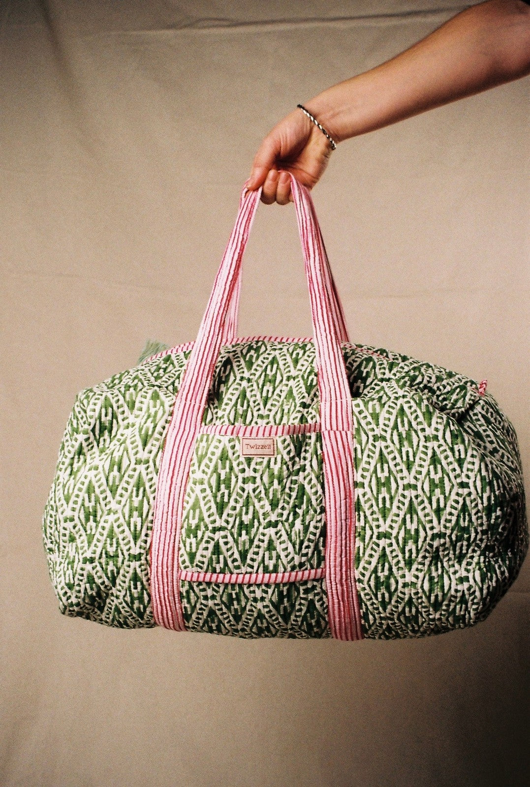 Indian Block Print Weekend Bag - Green