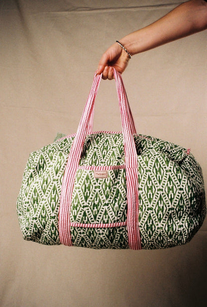 Indian Block Print Weekend Bag - Green