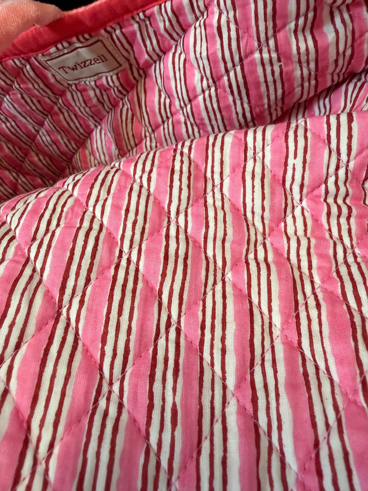 Roma Reversible Basket Bag - Coral Stripe