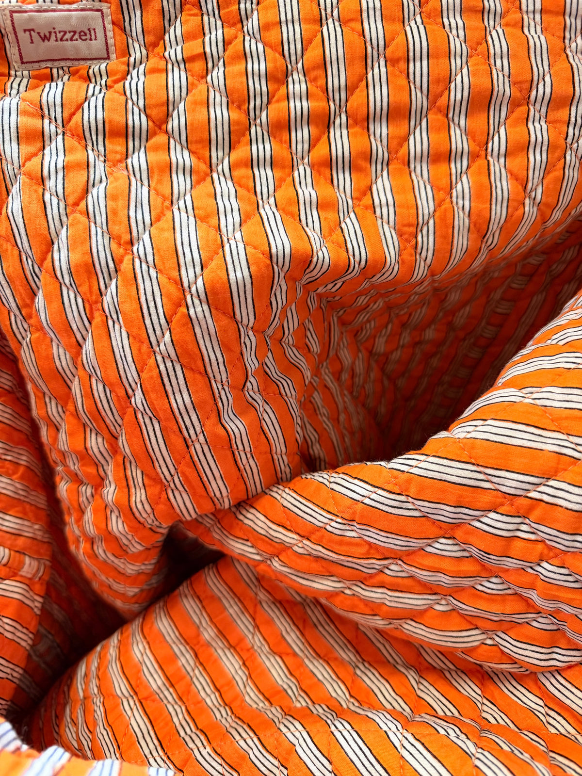 Roma Reversible Basket Bag - Pink and Orange Stripe