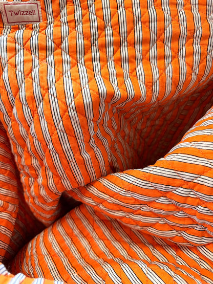 Roma Reversible Basket Bag - Pink and Orange Stripe