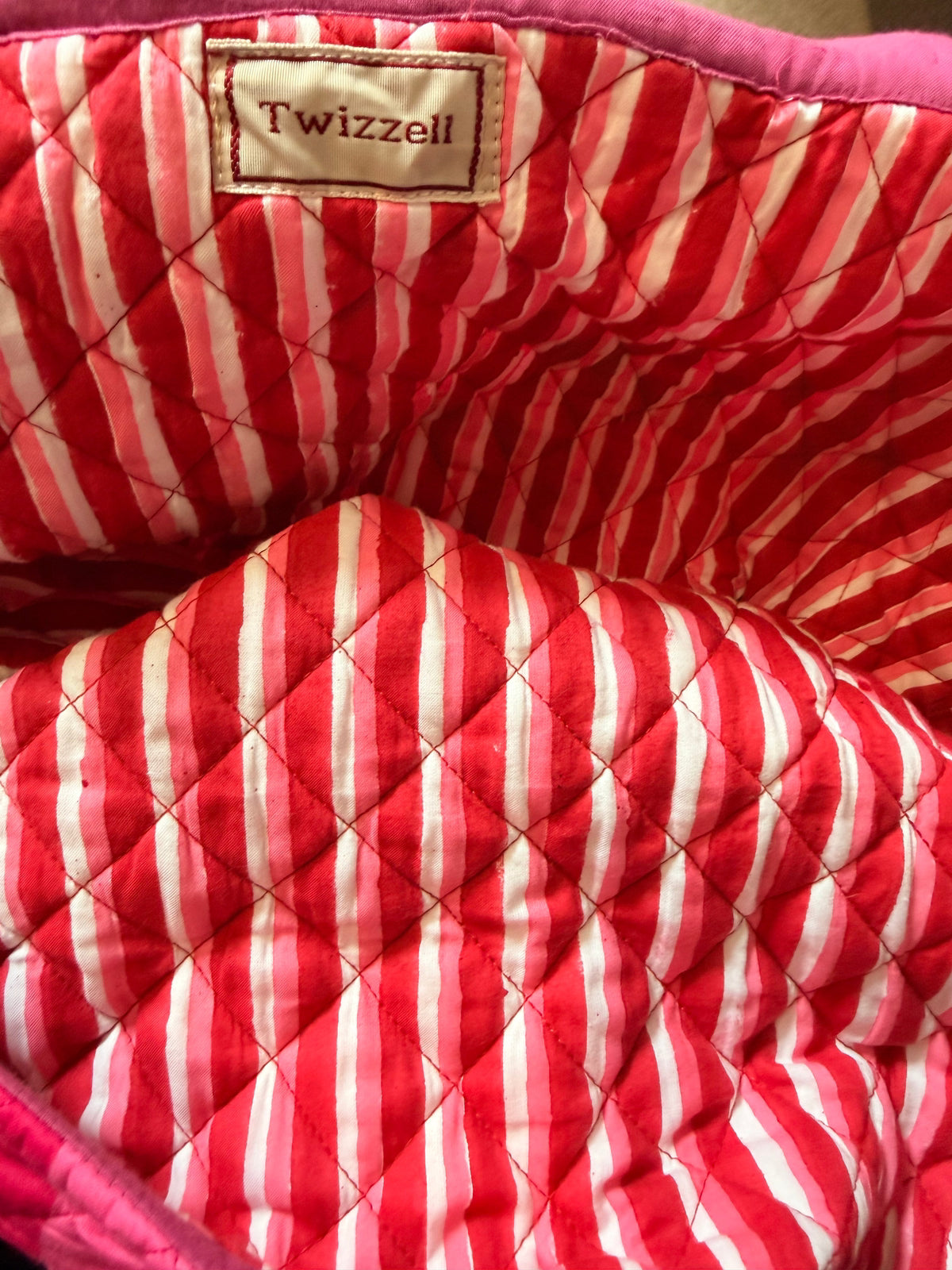 Roma Reversible Basket Bag - Pink Stripe