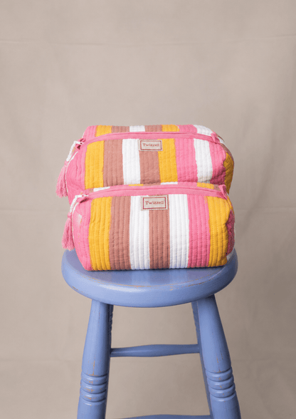 Quilted Wash Bag - Neapolitan Stripe