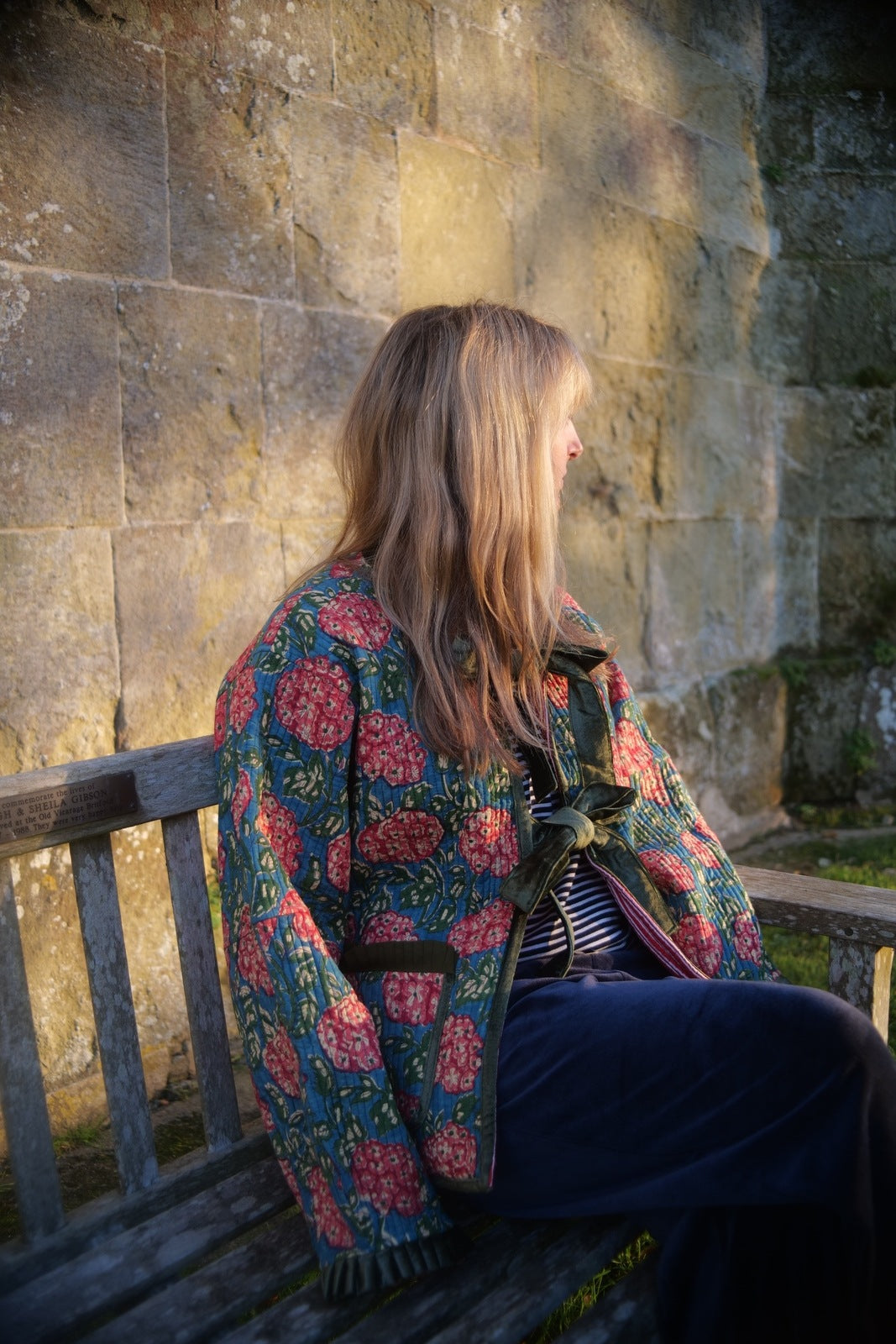Reversible Jacket - Hydrangea with Red Stripe Reverse