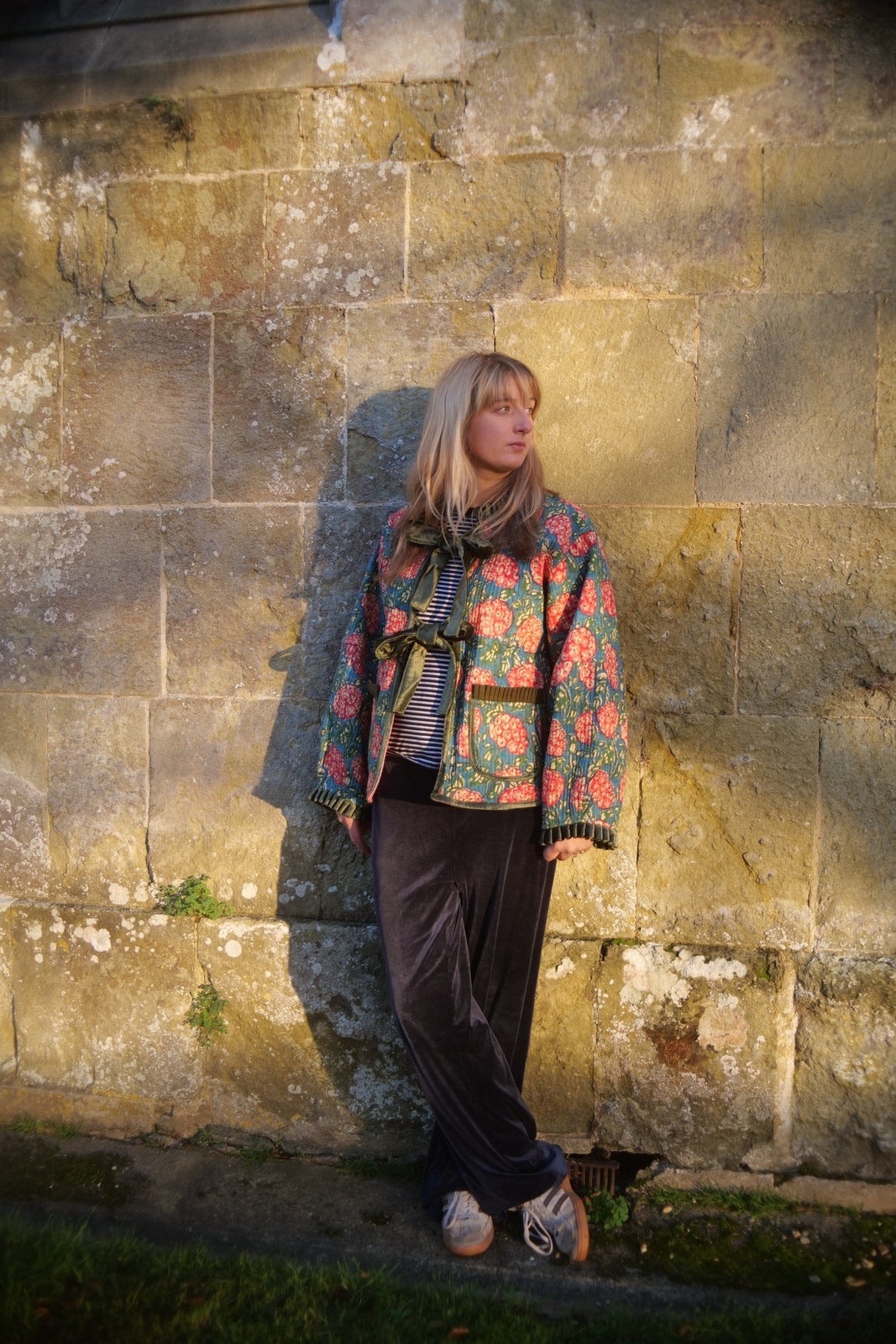 Reversible Jacket - Hydrangea with Red Stripe Reverse