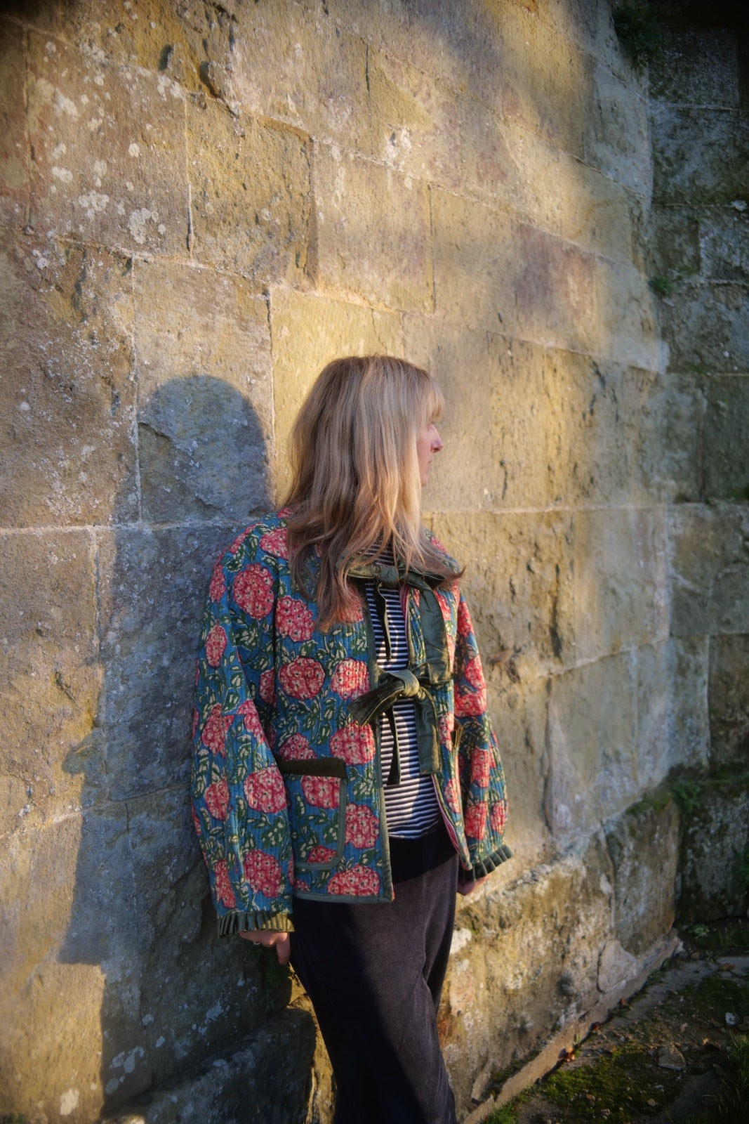 Reversible Jacket - Hydrangea with Red Stripe Reverse