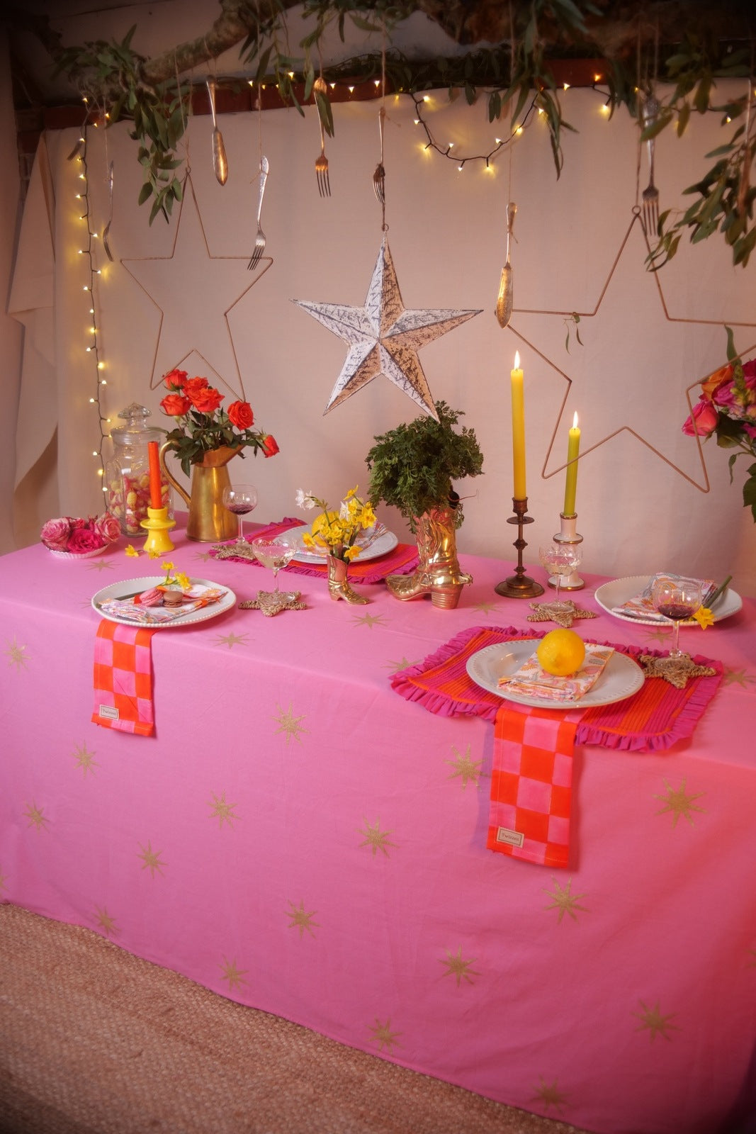 Pink Star Tablecloth