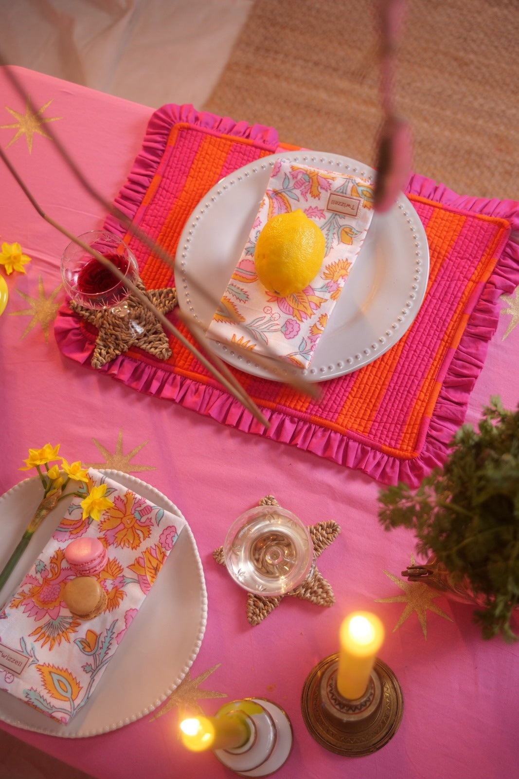 Pink and Orange Ruffle Placemat