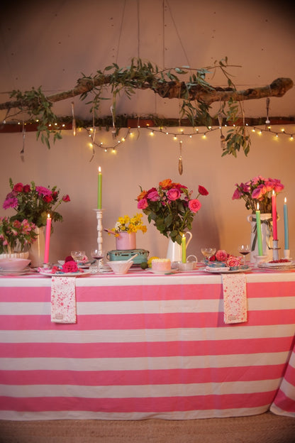 Pink Stripe Tablecloth