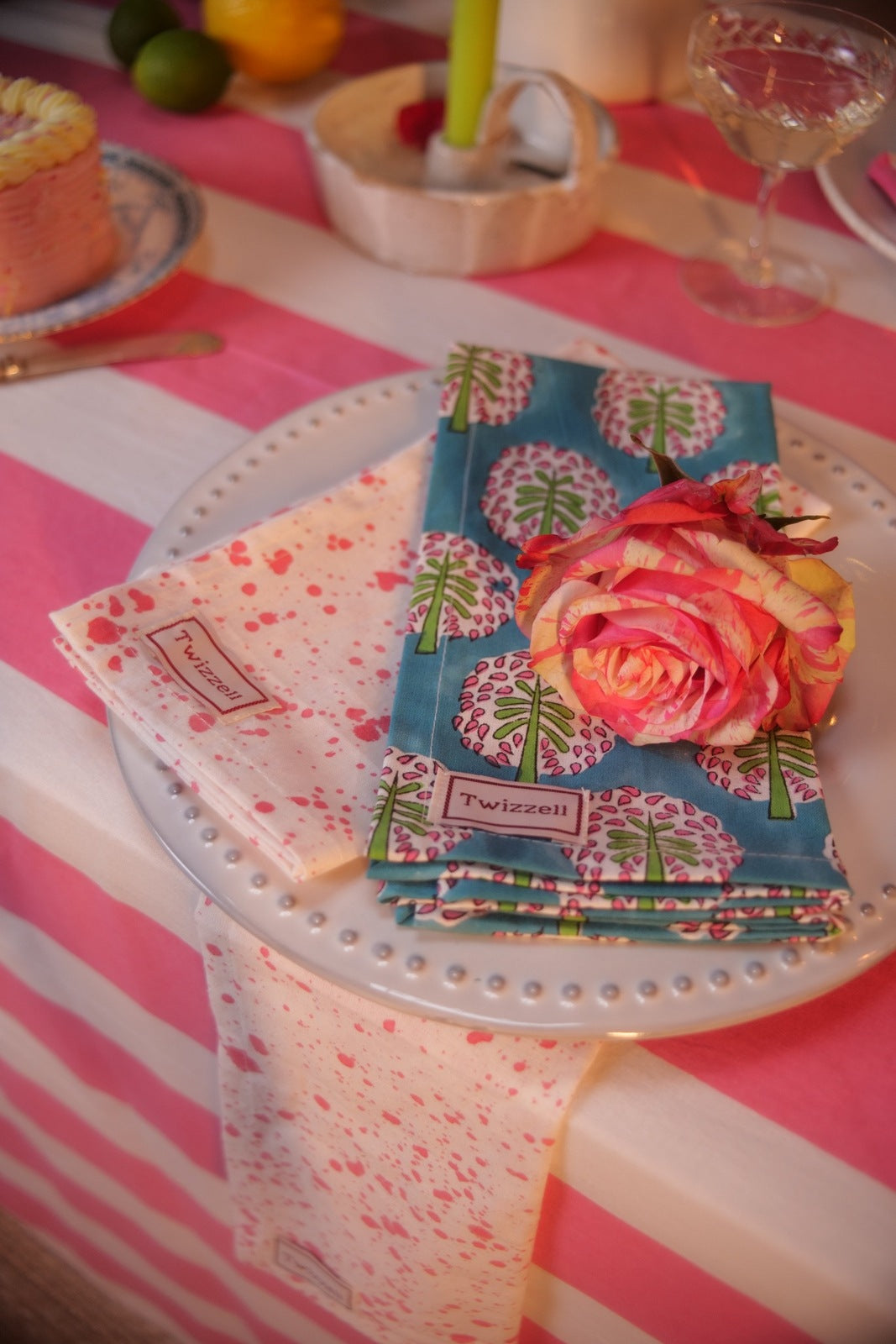 Pink Splatter Napkin x 4