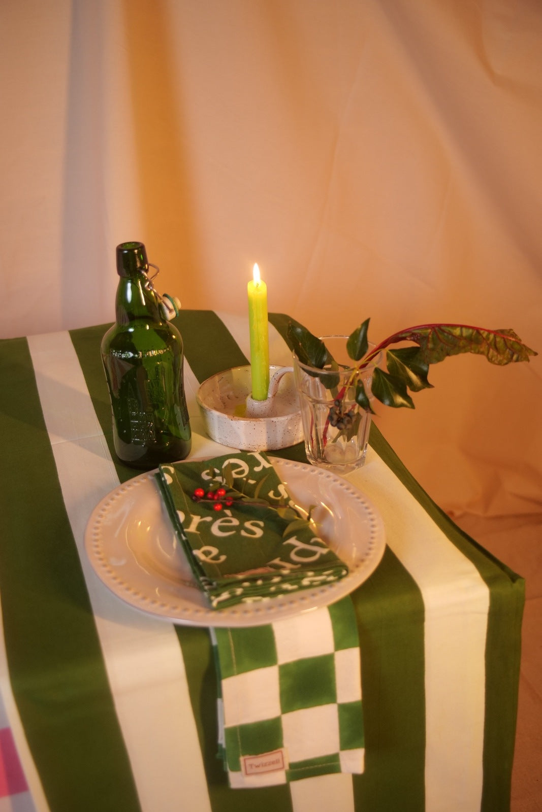 Green &amp; White Après Napkin x 4