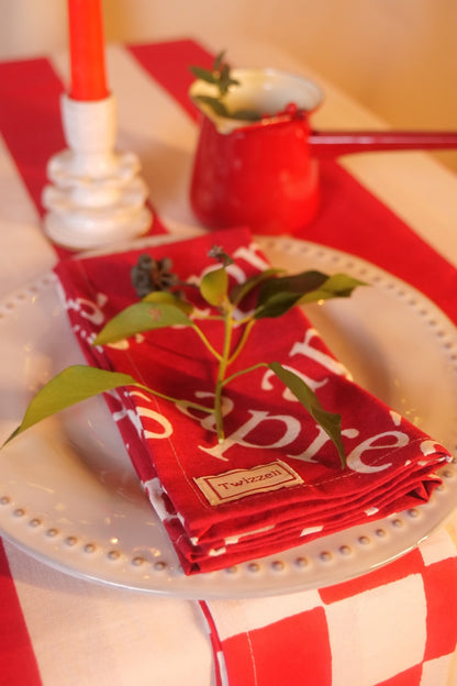 Red &amp; White Après Napkin x 4