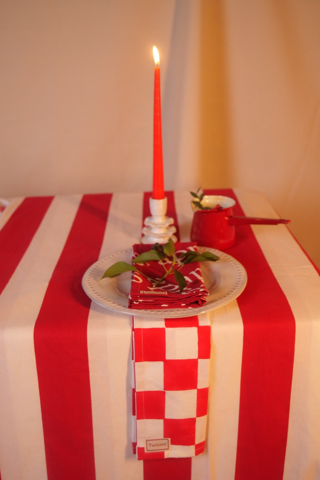 Red &amp; White Checkerboard Napkin X 4