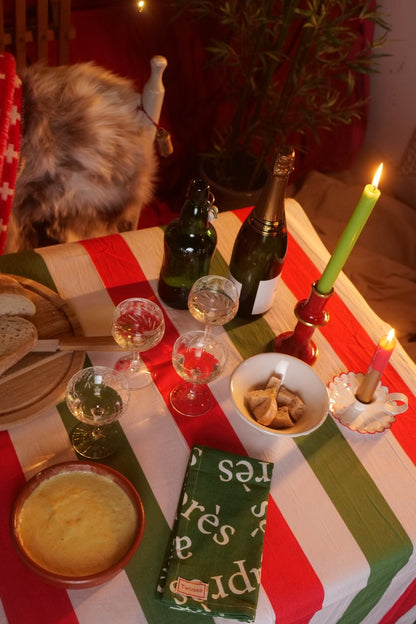 Red, Green and White Stripe Tablecloth