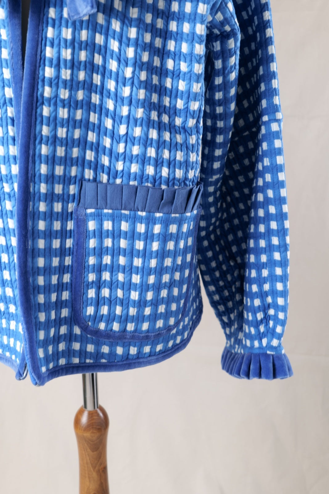 Sailor Collar Reversible Jacket - Blue Gingham