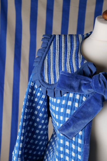 Sailor Collar Reversible Jacket - Blue Gingham