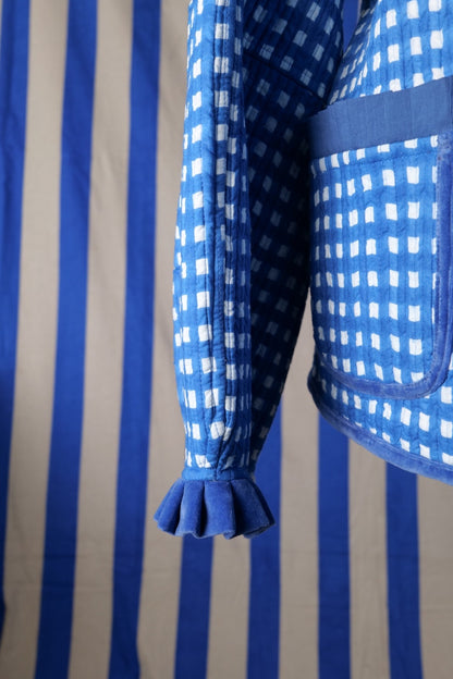 Sailor Collar Reversible Jacket - Blue Gingham
