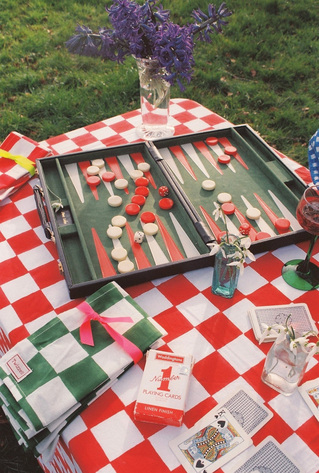 Red and White Checkerboard Tablecloth