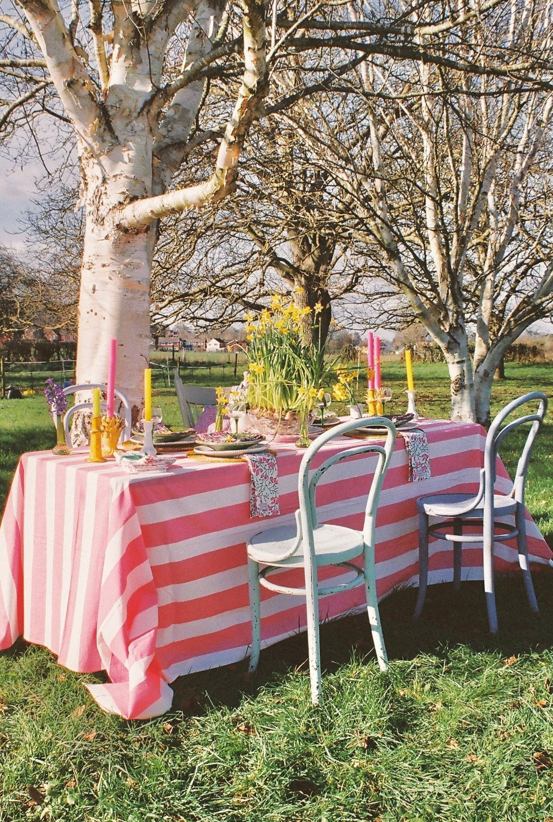 Pink Stripe Tablecloth