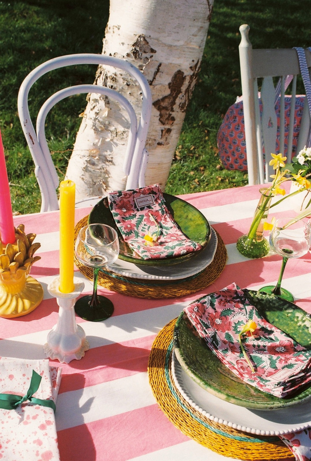 Pink Stripe Tablecloth