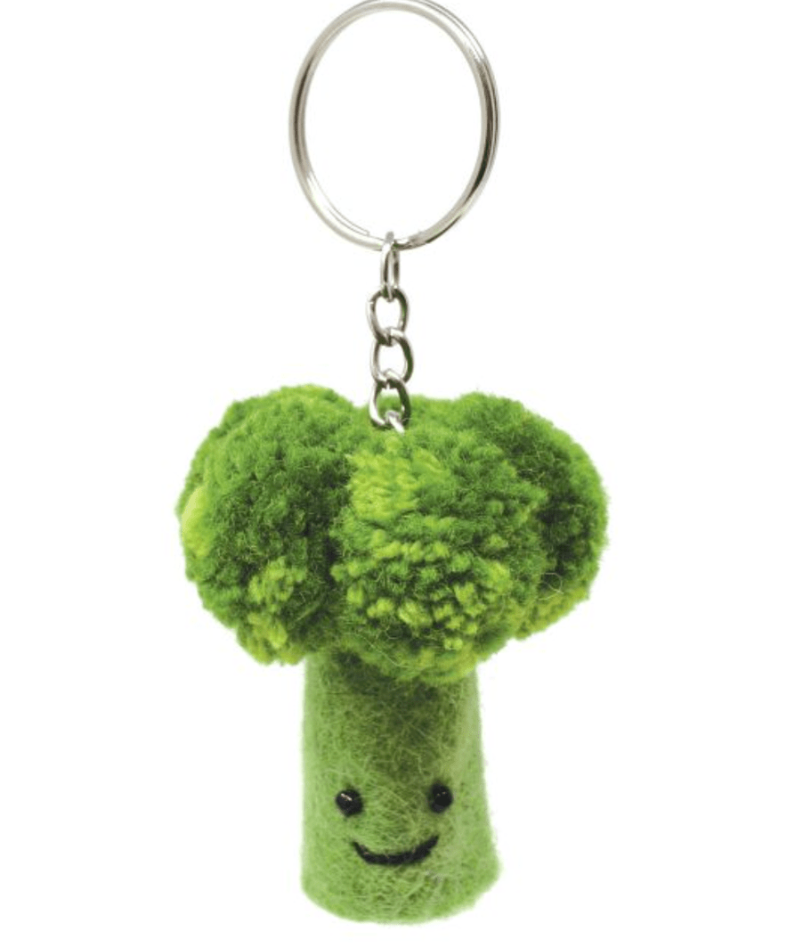 Broccoli Pure Wool Felt Keyring