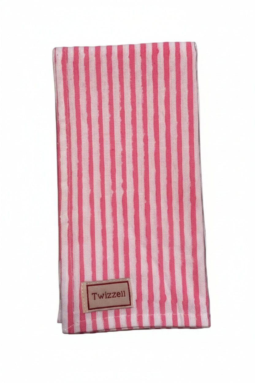 Pink and White Pinstripe Napkin x 4