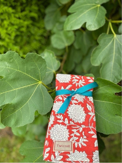 Indian Block Print Napkins Set of 4 - Red and White