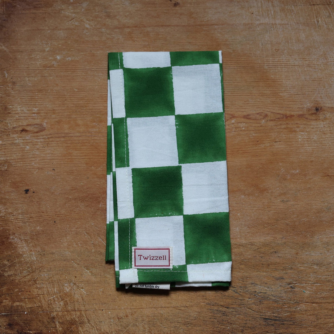 Green &amp; White Checkerboard Napkin x 4