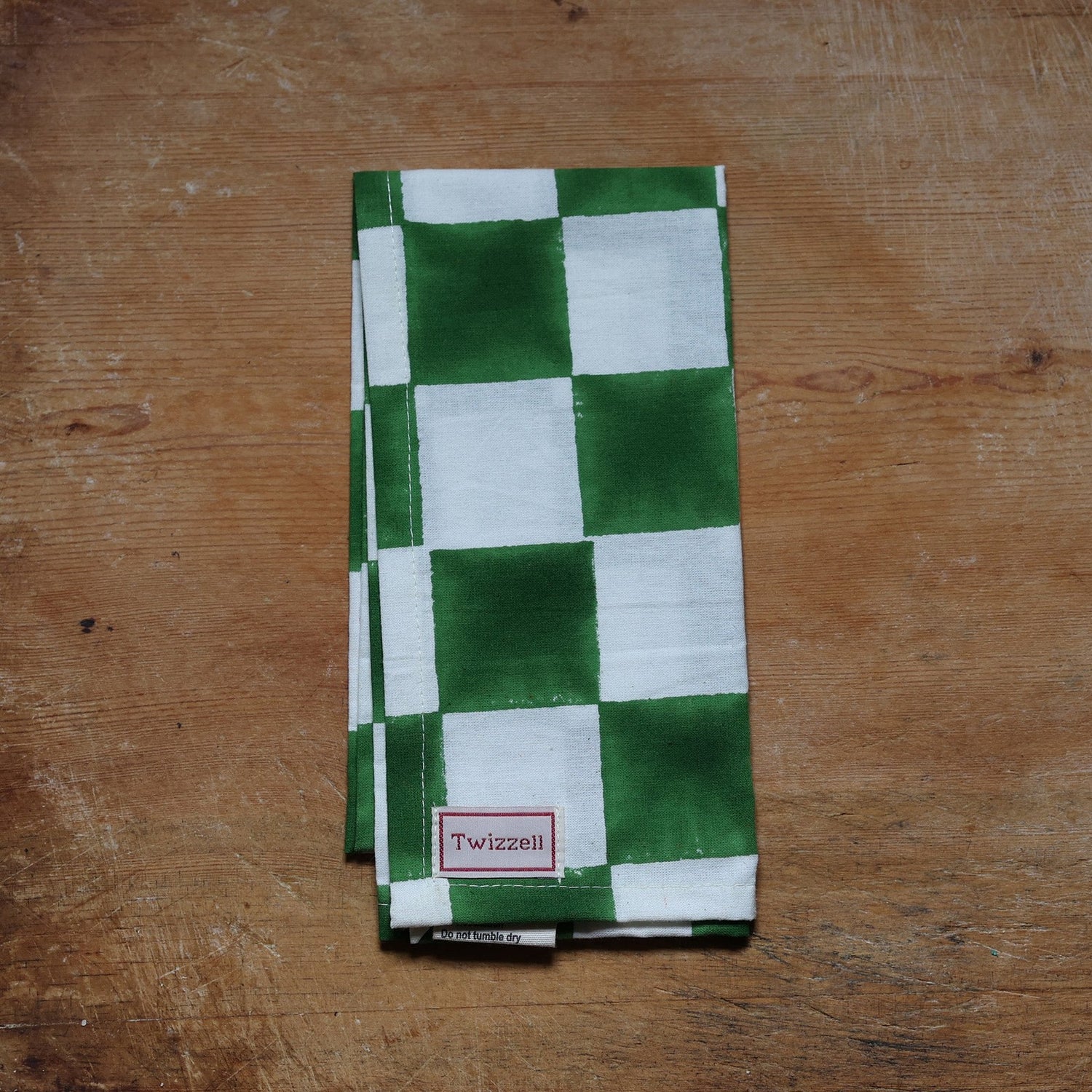 Green &amp; White Checkerboard Napkin x 4