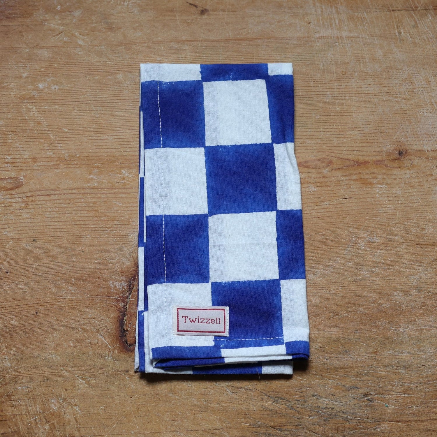 Blue &amp; White Checkerboard Napkin x 4