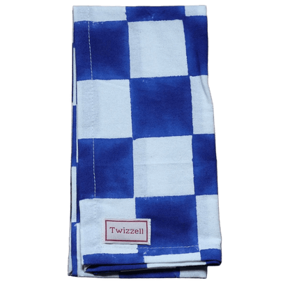 Blue &amp; White Checkerboard Napkin x 4