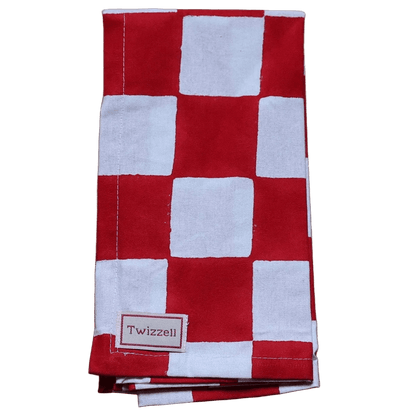SECONDS Red &amp; White Checkerboard Napkin X 4