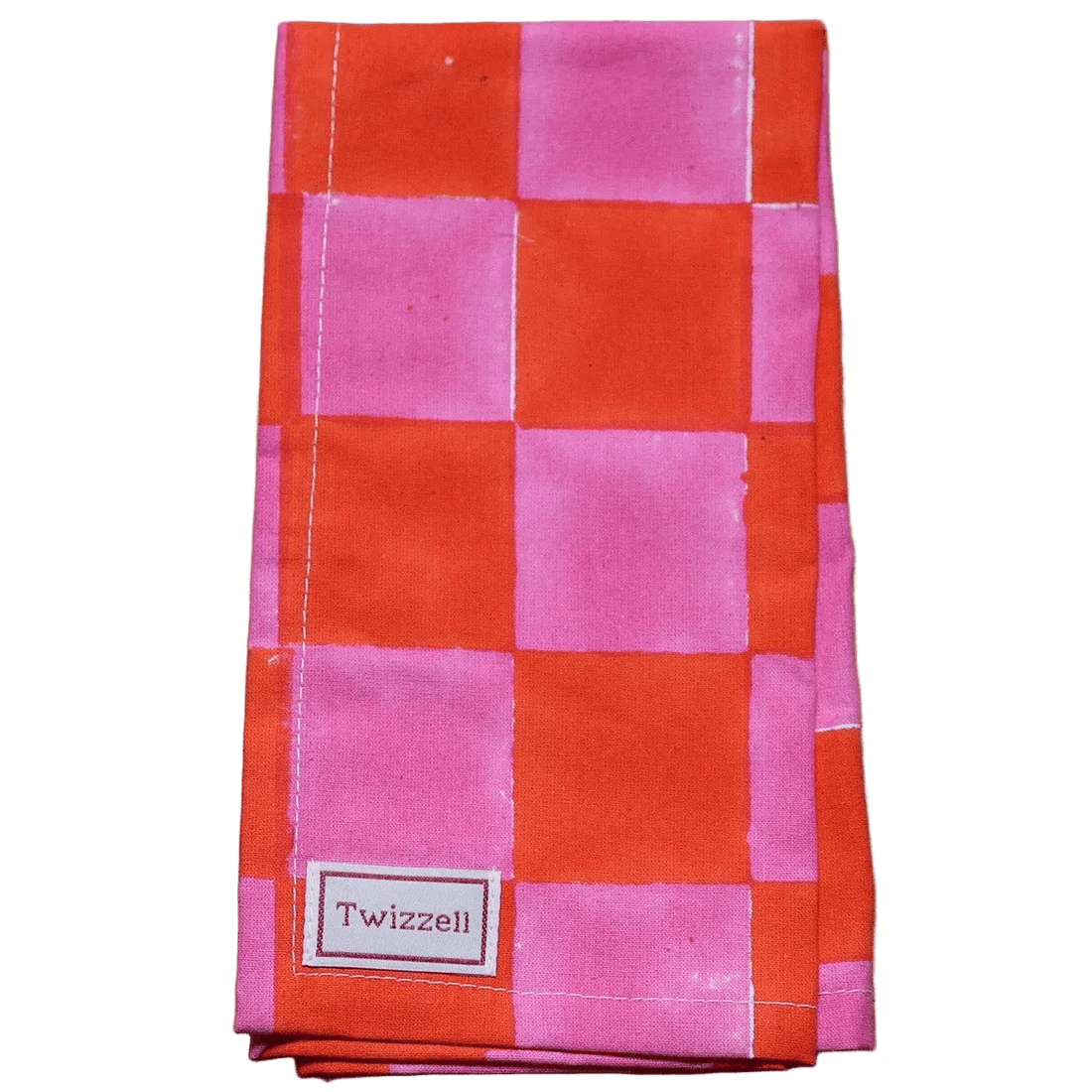 Pink &amp; Orange Checkerboard Napkin x 4