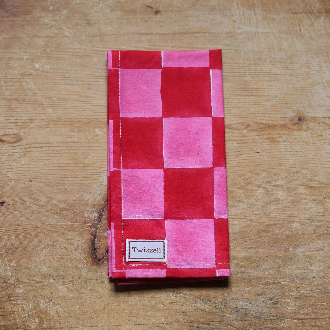 Pink &amp; Red Checkerboard Napkin x 4