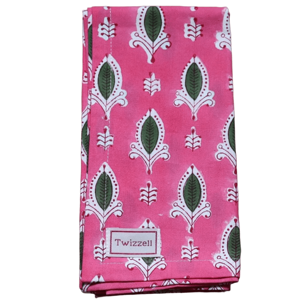 Pink with Green Leaf Napkin x 4