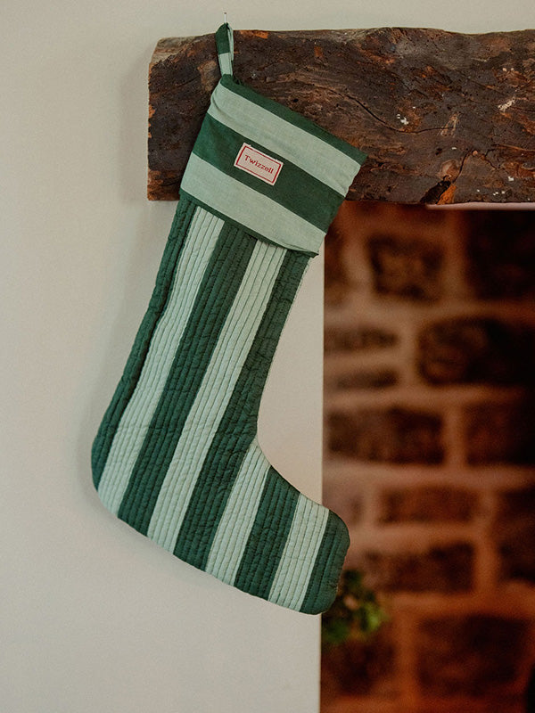 Green and Sage Stripe Stocking