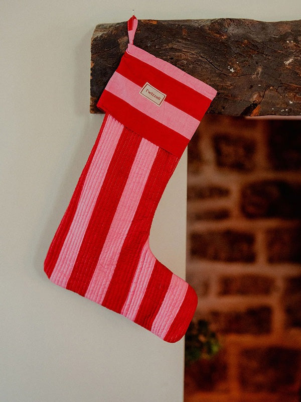 Red and Pink Stripe Stocking