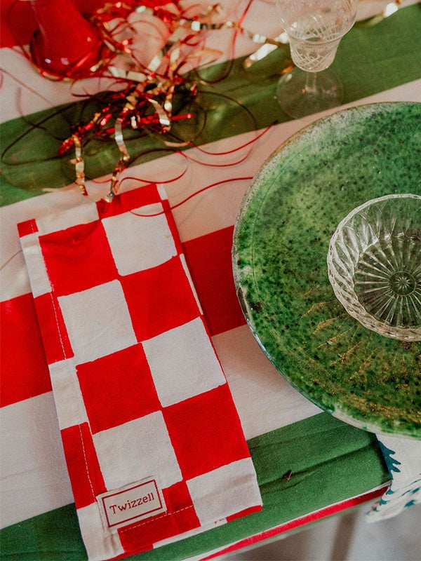 Red &amp; White Checkerboard Napkin x 4