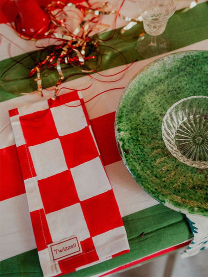 Red &amp; White Checkerboard Napkin x 4