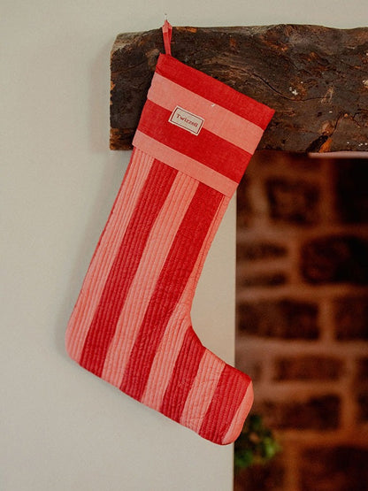 Dusky Pink and Raspberry Stripe Stocking