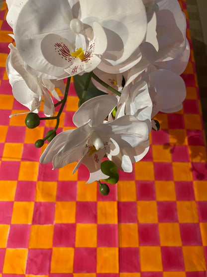 Pink and Yolk Checkerboard Tablecloth