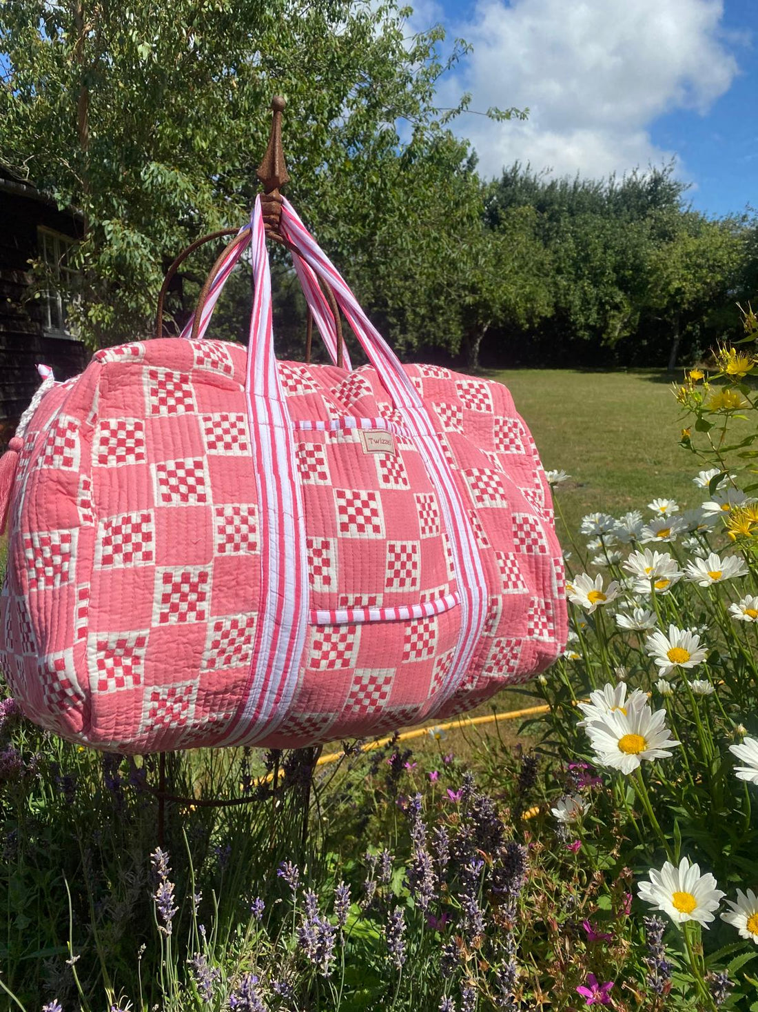 Indian Block Print Weekend Bag - Checkerboard